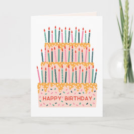 Candles tiered cake illustration birthday card karte