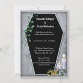 Candles und Ivy Coffin Shaped Modern Goth Wedding Einladung (Vorderseite)
