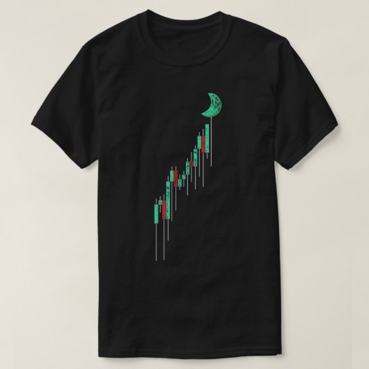 Candlestick Chart To The Moon T-Shirt (Design vorne)