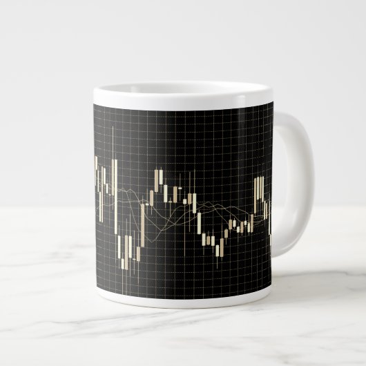 Candlestick-Diagramm in schwarz Jumbo-Tasse (Vorderseite Rechts)