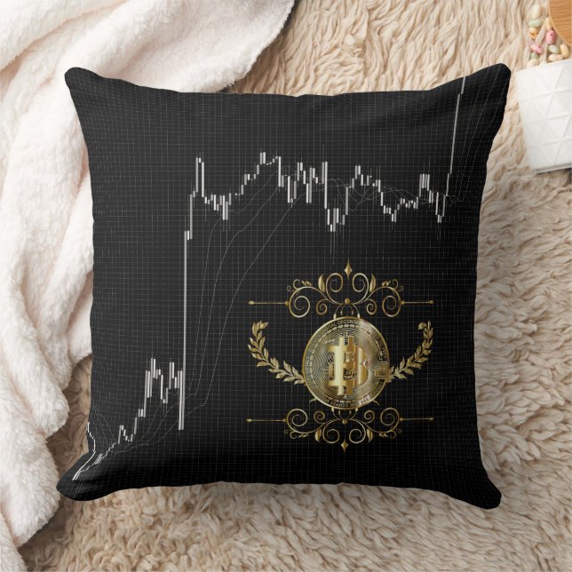Candlestick mit Bitcoin-Goldmünze Kissen (Decke)