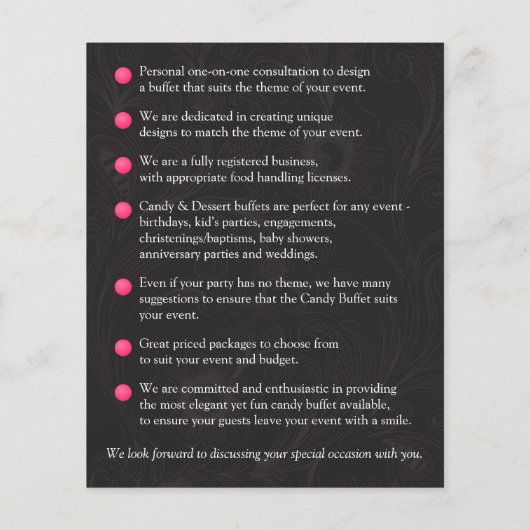 Candy and Dessert Buffet Flyer (Hinten)