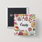 Candy and Dessert Doodles Sweet Leckereien Muster Button (Vorne & Hinten)