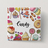 Candy and Dessert Doodles Sweet Leckereien Muster Button (Vorderseite)