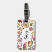 Candy and Dessert Doodles Sweet Leckereien Muster Gepäckanhänger (Vorderseite vertikal)