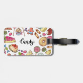 Candy and Dessert Doodles Sweet Leckereien Muster Gepäckanhänger (Rückseite horizontal)