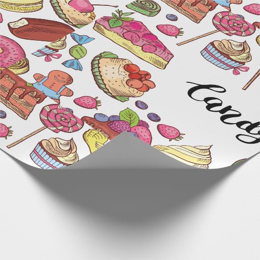 Candy and Dessert Doodles Sweet Leckereien Muster Geschenkpapier (Ecke)
