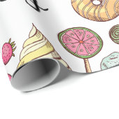 Candy and Dessert Doodles Sweet Leckereien Muster Geschenkpapier (Rolleneckpunkt)