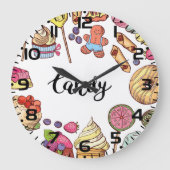 Candy and Dessert Doodles Sweet Leckereien Muster Große Wanduhr (Vorderseite)