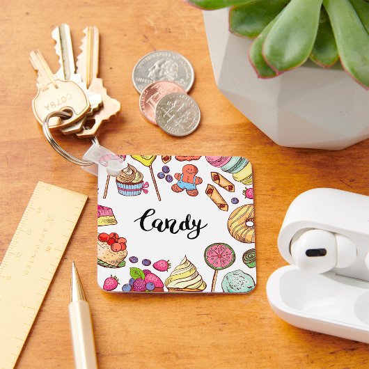 Candy and Dessert Doodles Sweet Leckereien Muster Schlüsselanhänger
