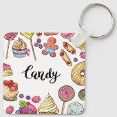 Candy and Dessert Doodles Sweet Leckereien Muster Schlüsselanhänger (Rückseite)