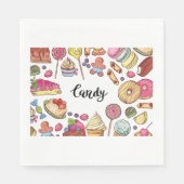 Candy and Dessert Doodles Sweet Leckereien Muster Serviette (Vorderseite)