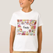 Candy and Dessert Doodles Sweet Leckereien Muster T-Shirt (Vorderseite)