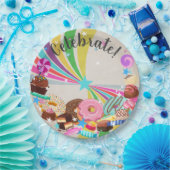 Candy and Rainbow Swirl Party Pappteller (Party)