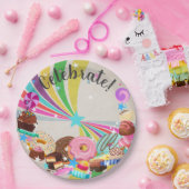 Candy and Rainbow Swirl Party Pappteller (Party)