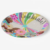 Candy and Rainbow Swirl Party Pappteller (Schrägansicht)