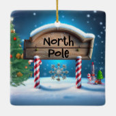 Candy And Wooden Christmas Sign Keramikornament (Rückseite)