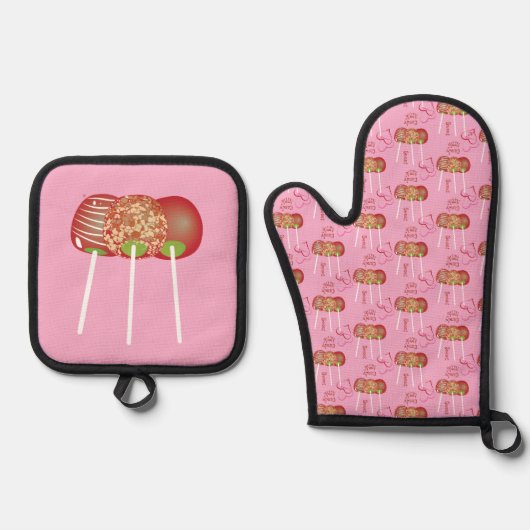 Candy Äpfel Pink Oven Mitt und Pot Holder Set (Vorderseite)