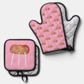 Candy Äpfel Pink Oven Mitt und Pot Holder Set (Vorderseite/Rückseite)