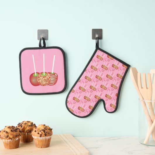 Candy Äpfel Pink Oven Mitt und Pot Holder Set (Insitu (Hängend))