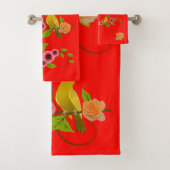 Candy Apple - Bird & Yellow Rose Badhandtuch Set (Insitu)