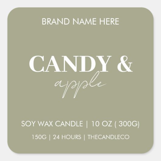 Candy Apple Fall Candle Label | Minimalistischer H Quadratischer Aufkleber (Vorderseite)