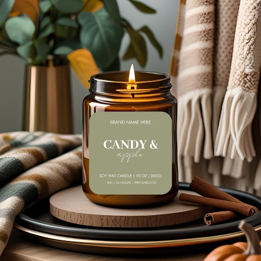 Candy Apple Fall Candle Label | Minimalistischer H Quadratischer Aufkleber