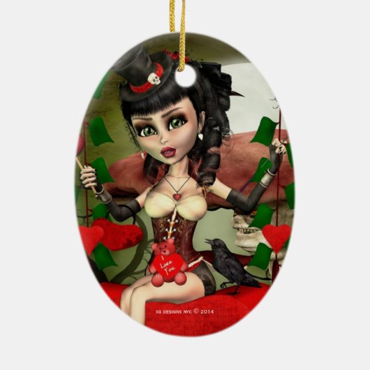 Candy Apple Love Gothic Lolita Oval Ornament (Hinten)