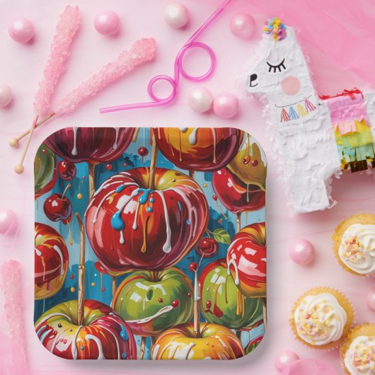 Candy Apple Paper Plate Pappteller (Party)