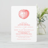 Candy Apple Red Letterpress Apple Einladung (Stehend Vorderseite)