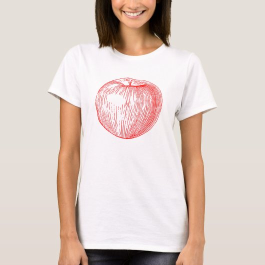 Candy Apple Red Letterpress Apple T-Shirt (Vorderseite)