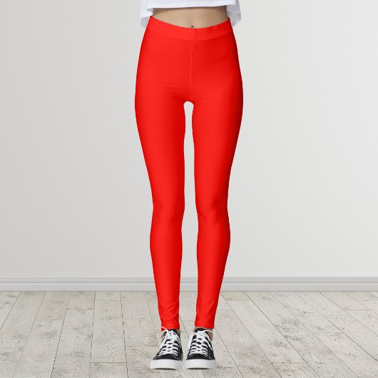 Candy Apple Red Solid Color Leggings