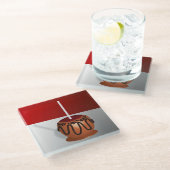 Candy Apple, rot und karamellfarben Glasuntersetzer (Schrägansicht)