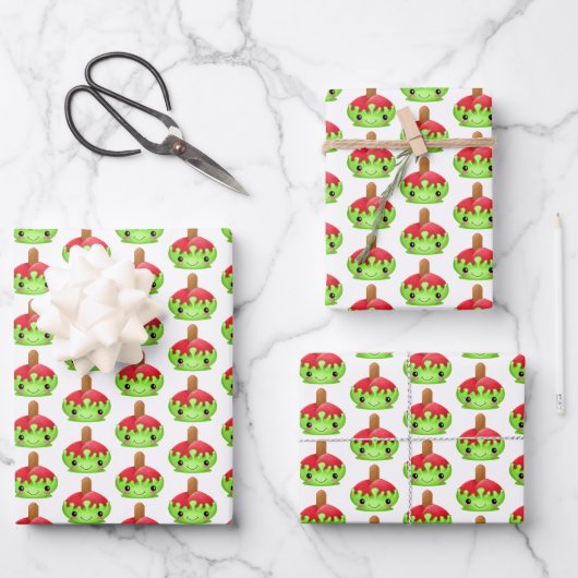 Candy Apple Wrapping Paper Flat Sheet Set 3 Geschenkpapier Set (Vorderseite)