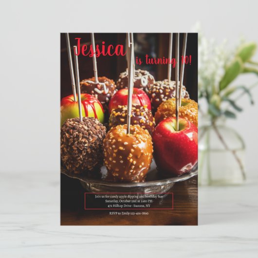 Candy Apples Einladung (Stehend Vorderseite)