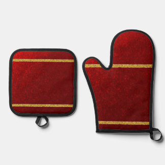 Candy Apples Rot Gold  Ofenhandschuh & Topflappen-Set
