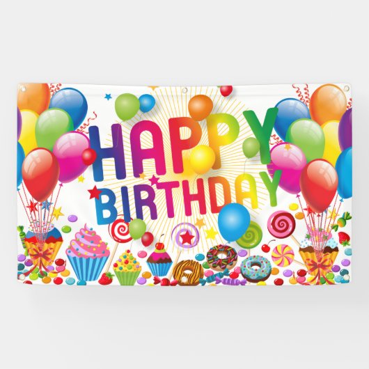 Candy & Balloons zum Geburtstag Banner (Horizontal)