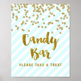Candy Bar Baby Dusche Blaue Streifen signieren Poster