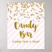 Candy Bar Baby Dusche Schild Rosa Streifen (Vorne)
