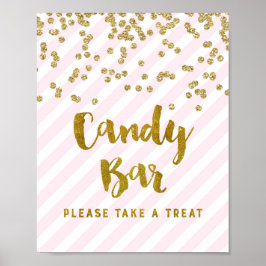 Candy Bar Baby Dusche Schild Rosa Streifen