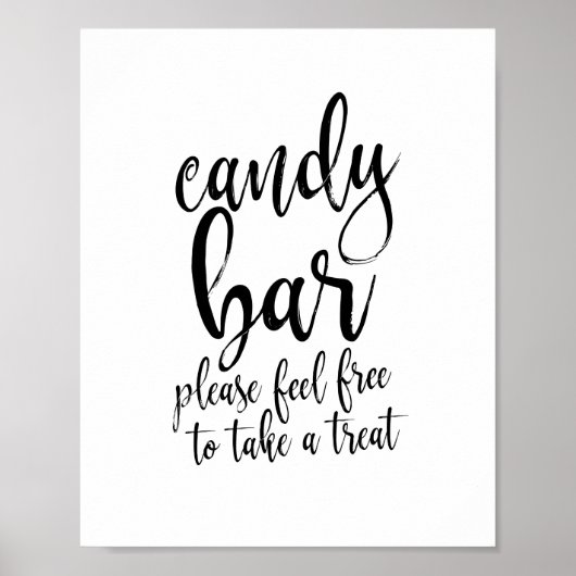 Candy Bar Black und White Script 8x10 Wedding Sign Poster (Vorne)