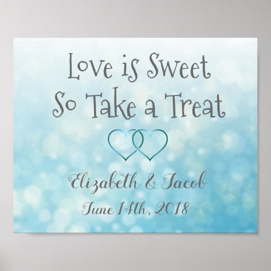 Candy Bar Blue und Grau Liebe ist Sweet Poster (Vorne)