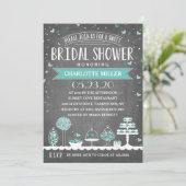 Candy Bar | Brautparty | Aquamarin Einladung (Stehend Vorderseite)