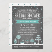 Candy Bar | Brautparty | Aquamarin Einladung (Vorne/Hinten)