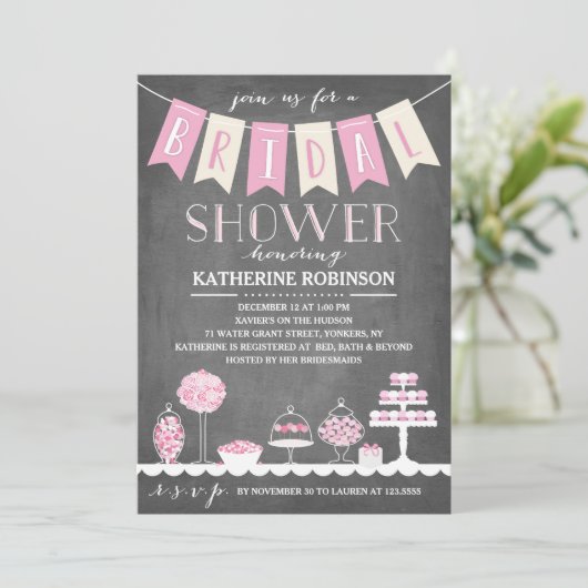 Candy-Bar| Brautparty Einladung (Stehend Vorderseite)