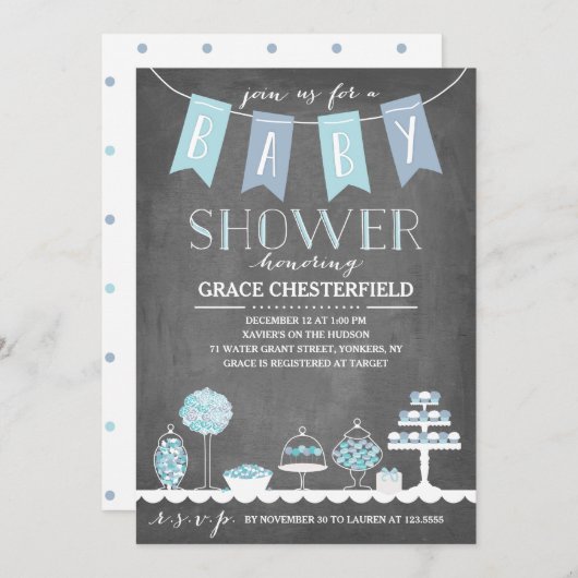 Candy-Bar| Einladung zur Kinderdusche (Vorne/Hinten)