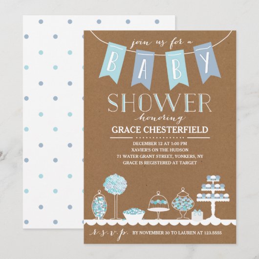 Candy-Bar| Einladung zur Kinderdusche (Vorne/Hinten)