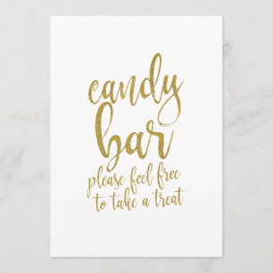 Candy Bar Gold Glitter Günstiges Hochzeitsschild Einladung