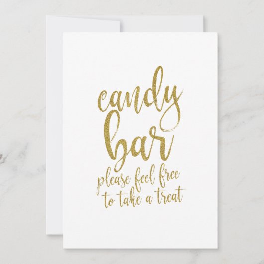 Candy Bar Gold Glitzer Erschwingliches Hochzeitsze Einladung (Vorderseite)