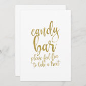 Candy Bar Gold Glitzer Erschwingliches Hochzeitsze Einladung (Vorne/Hinten)